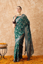 Womens Fashion Ethnic Green Color Sarees-MLSHWSA1507GRN0ONE